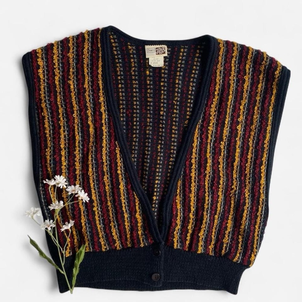 SOLD 70s striped cropped knit vestSOLD